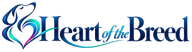 Heart of the Breed logo - navy and aqua with pink accent, dog and heart icon